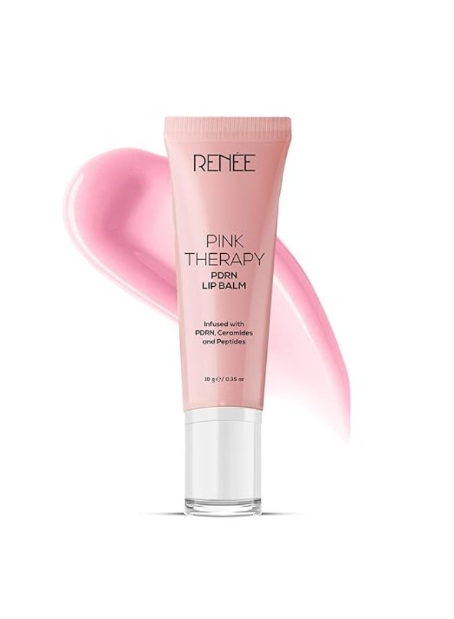 RENEE Pink Therapy PDRN Overnight Lip Repairing & Moisturising Lip Balm For Dry, Chapped Lips | Glossy Finish, Revives Lip Barrier & Improves Elasticity | With Vegan PDRN, Peptides & Ceramides | 10g - Image 1